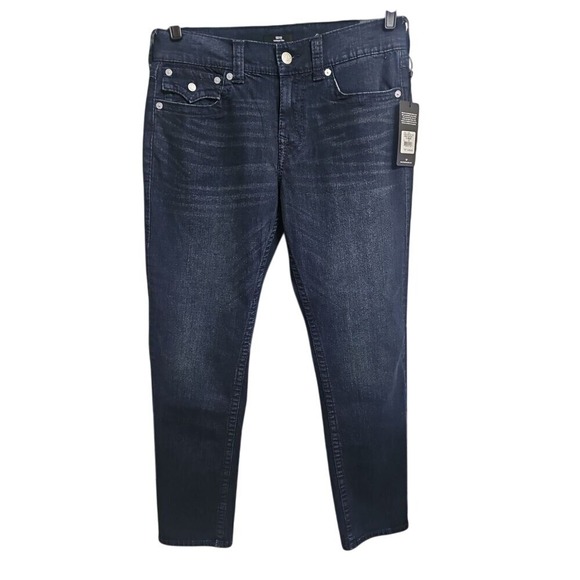 True Religion Geno Relaxed‎ Slim Dark Wash Denim Jeans Men's 32x32 Retail $199 - Picture 3 of 9